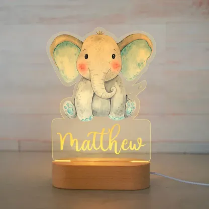 Personalised Elephant Night Light Custom Name LED Lamp Baby Gift for Kids-Jessemade AU