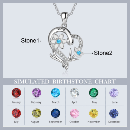 Personalised March Birthflower Necklace With Birthstones Custom 1 Name Necklace For Her-Jessemade AU