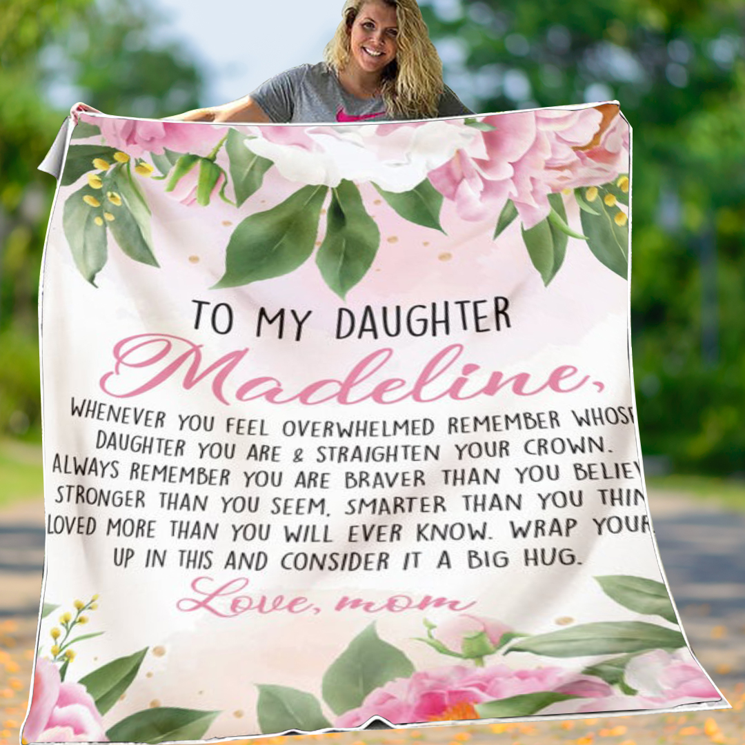 To My Daughter Straighten Your Crown Flannel Blanket-Jessemade AU