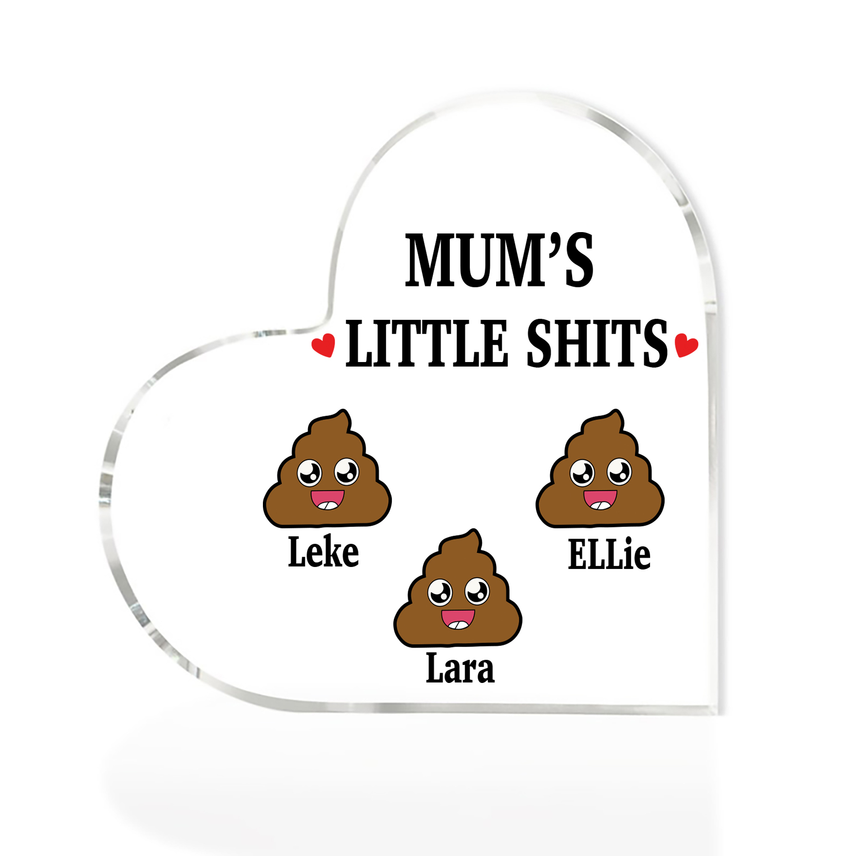 3 Names - Personalised Acrylic Heart Keepsake Custom Name Ornaments Mother's Day Funny Gifts for Mum-Jessemade AU