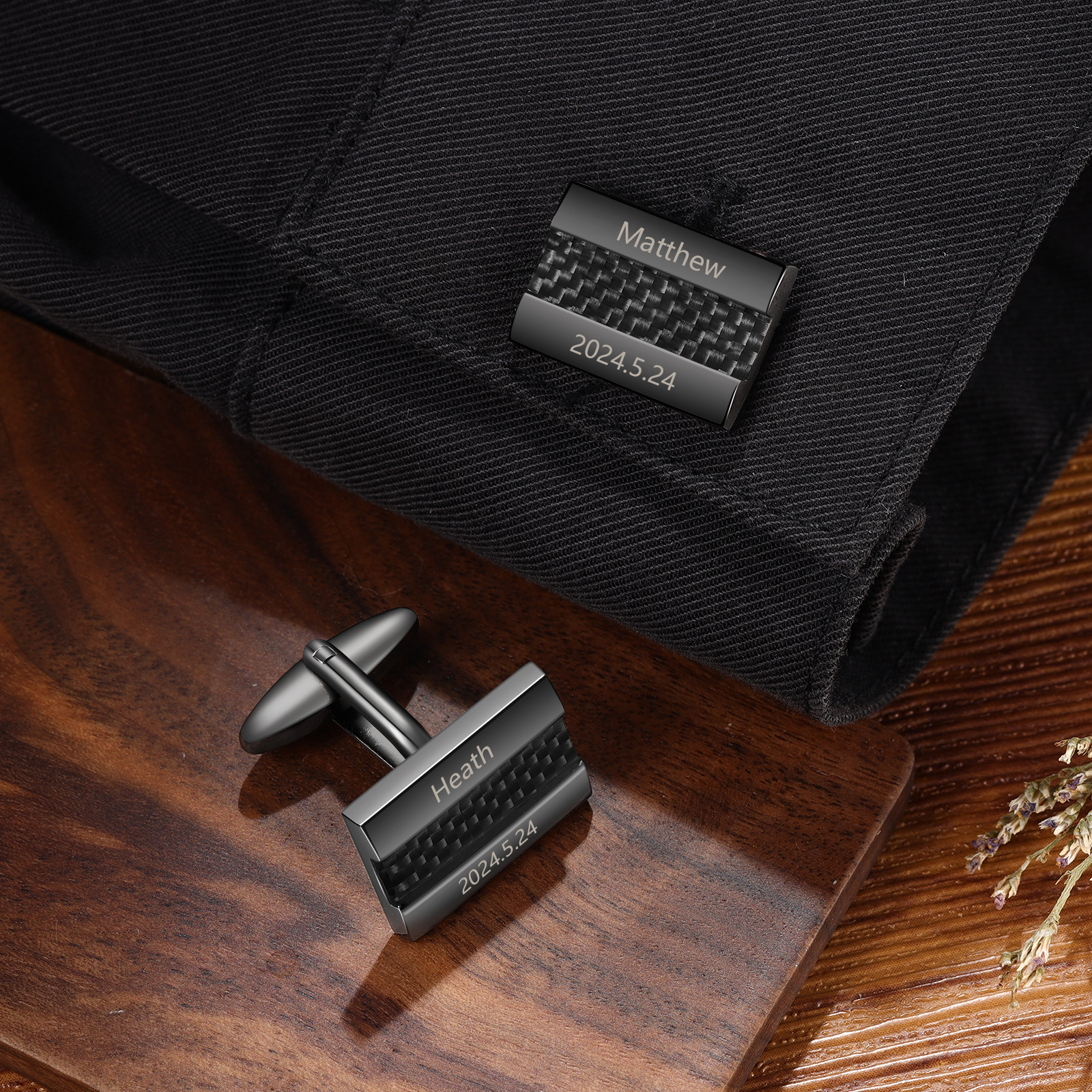 Personalised Men's Cufflinks Custom 2 Names Engraved 2 Dates Metal Cufflinks Wedding Gift for Him-Jessemade AU