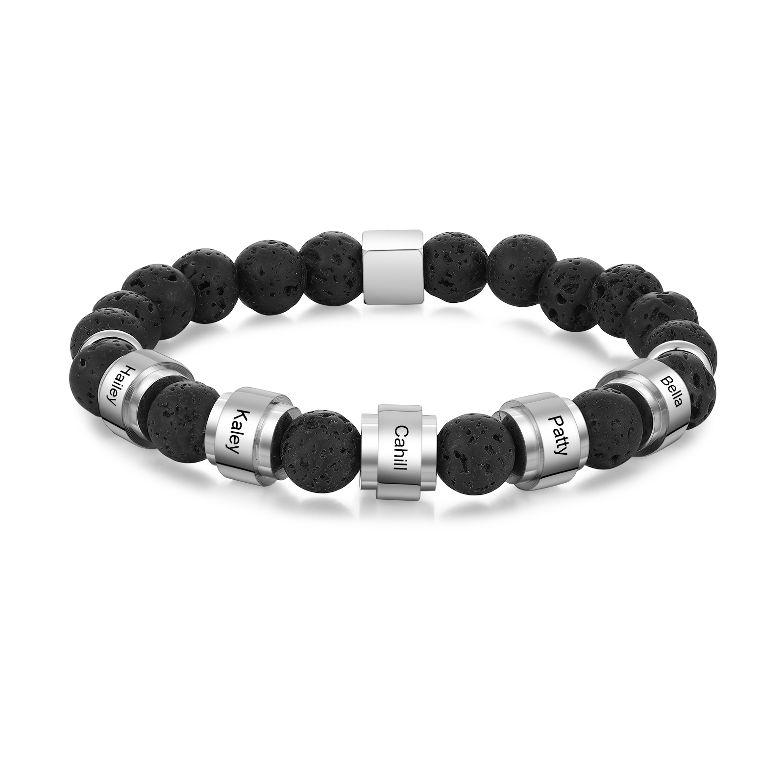 Personalised Lava Rock Bracelet with 5 Names Men's Bracelet Gifts For Him-Jessemade AU