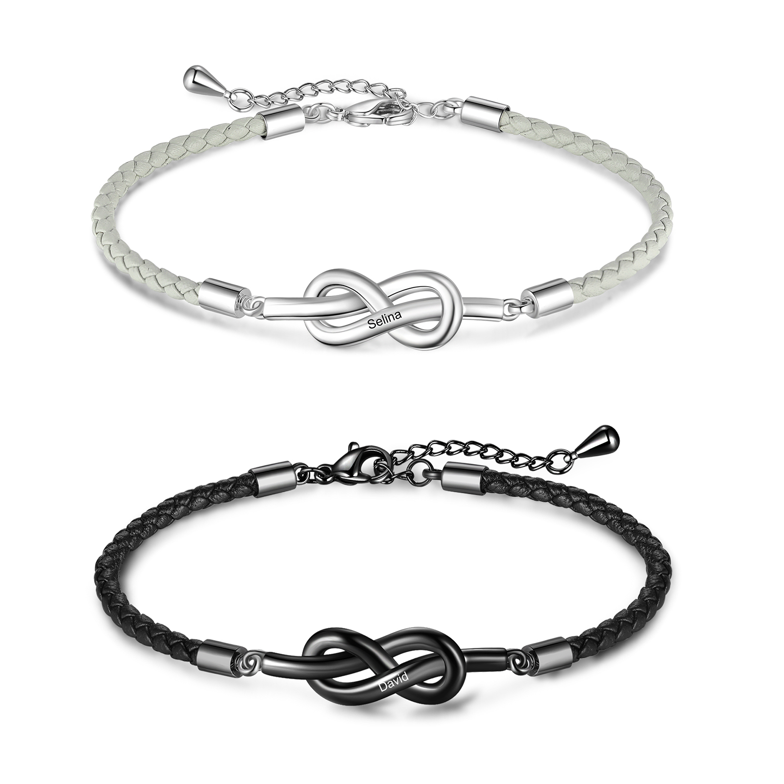 Infinity Love Knot Bracelet Set Braided Leather Couple Bracelet-Jessemade AU
