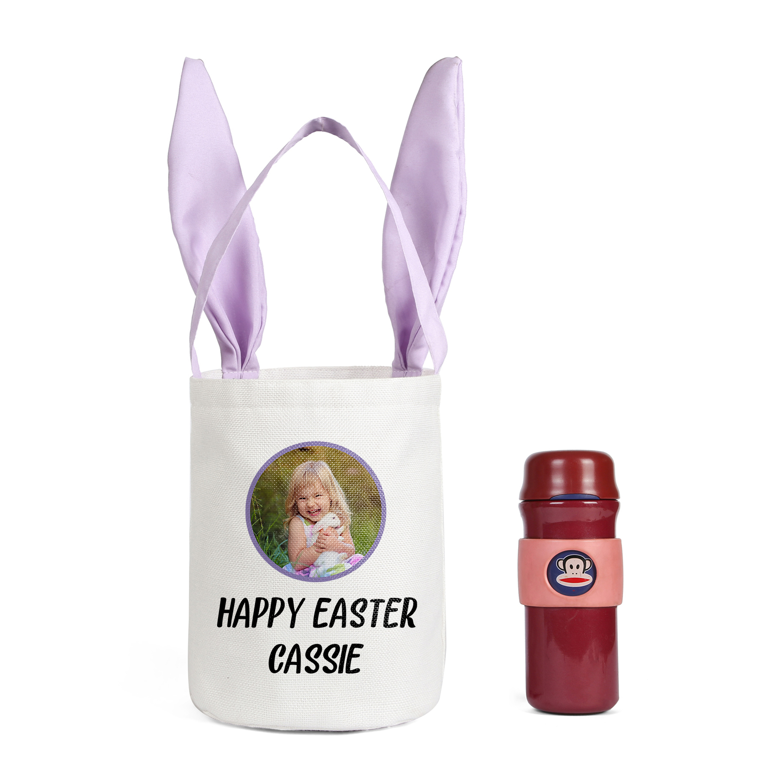 Personalised Photo Bunny Tote Bag Custom Name & Text Bucket Bag Bunny Basket Easter Gifts-Jessemade AU