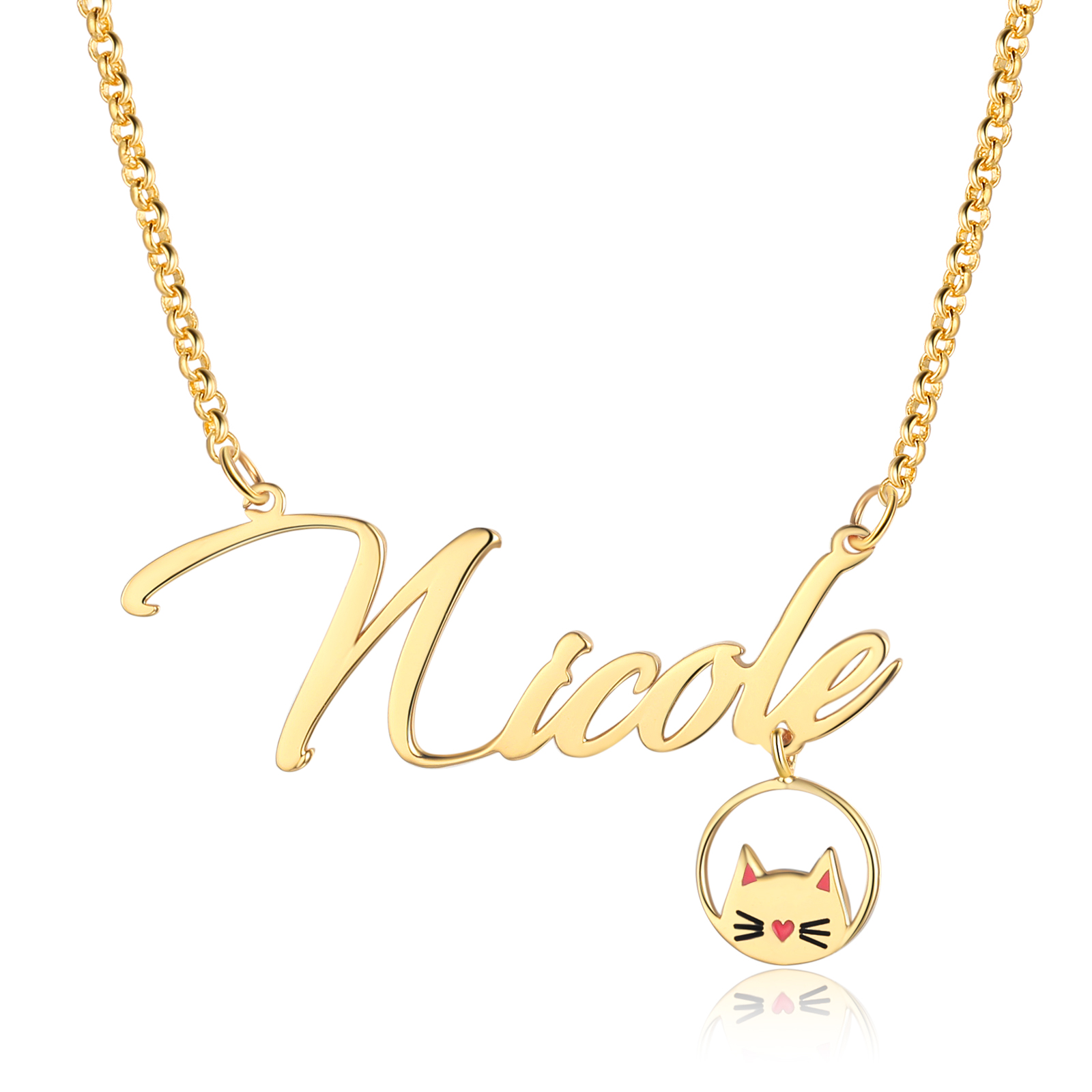 Personalised Cat Necklace Custom 1 Name Necklace Gift For Women-Jessemade AU