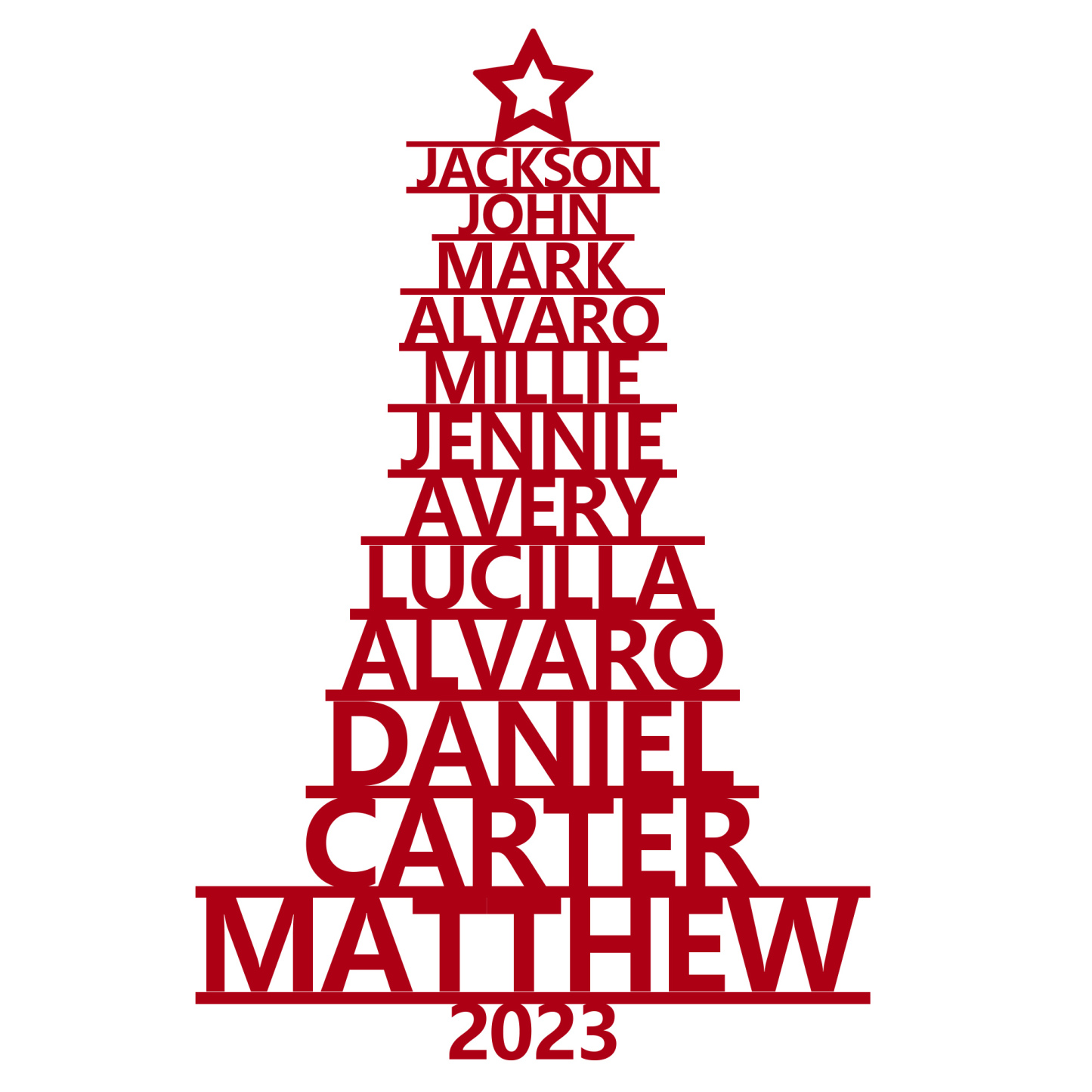 12 Names - Personalised Christmas Tree Ornaments Customised Name Xmas Wooden Decor Gifts for Family Friends-Jessemade AU