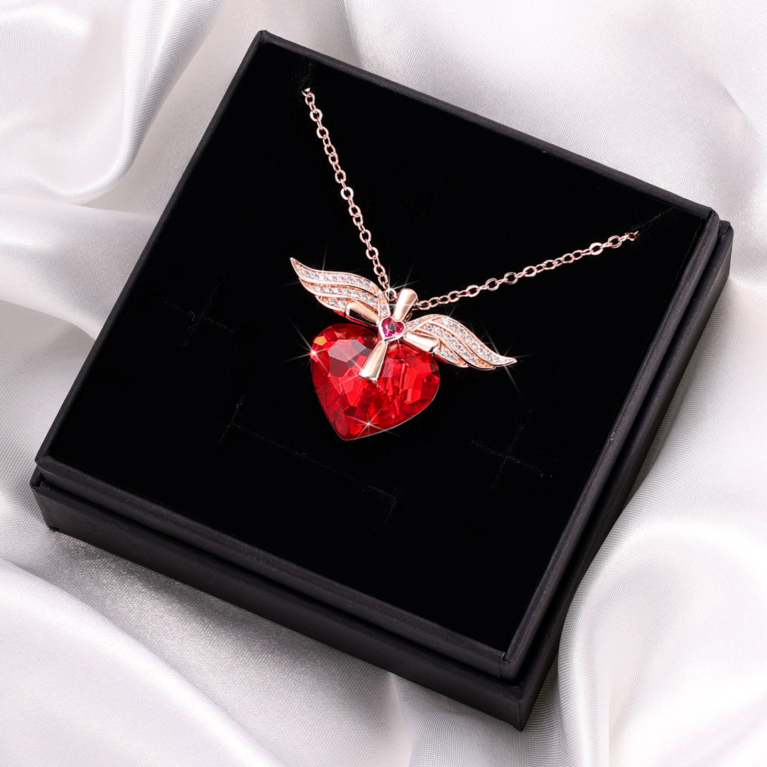 Heart-shaped Crystal Necklace Birthstone Necklace Gifts For Her-Jessemade AU