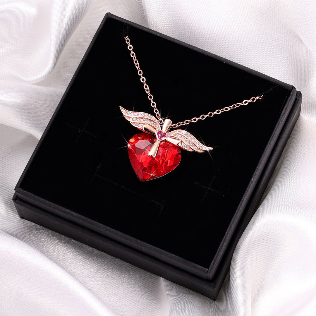 Heart-shaped Crystal Necklace Birthstone Necklace Gifts For Her-Jessemade AU