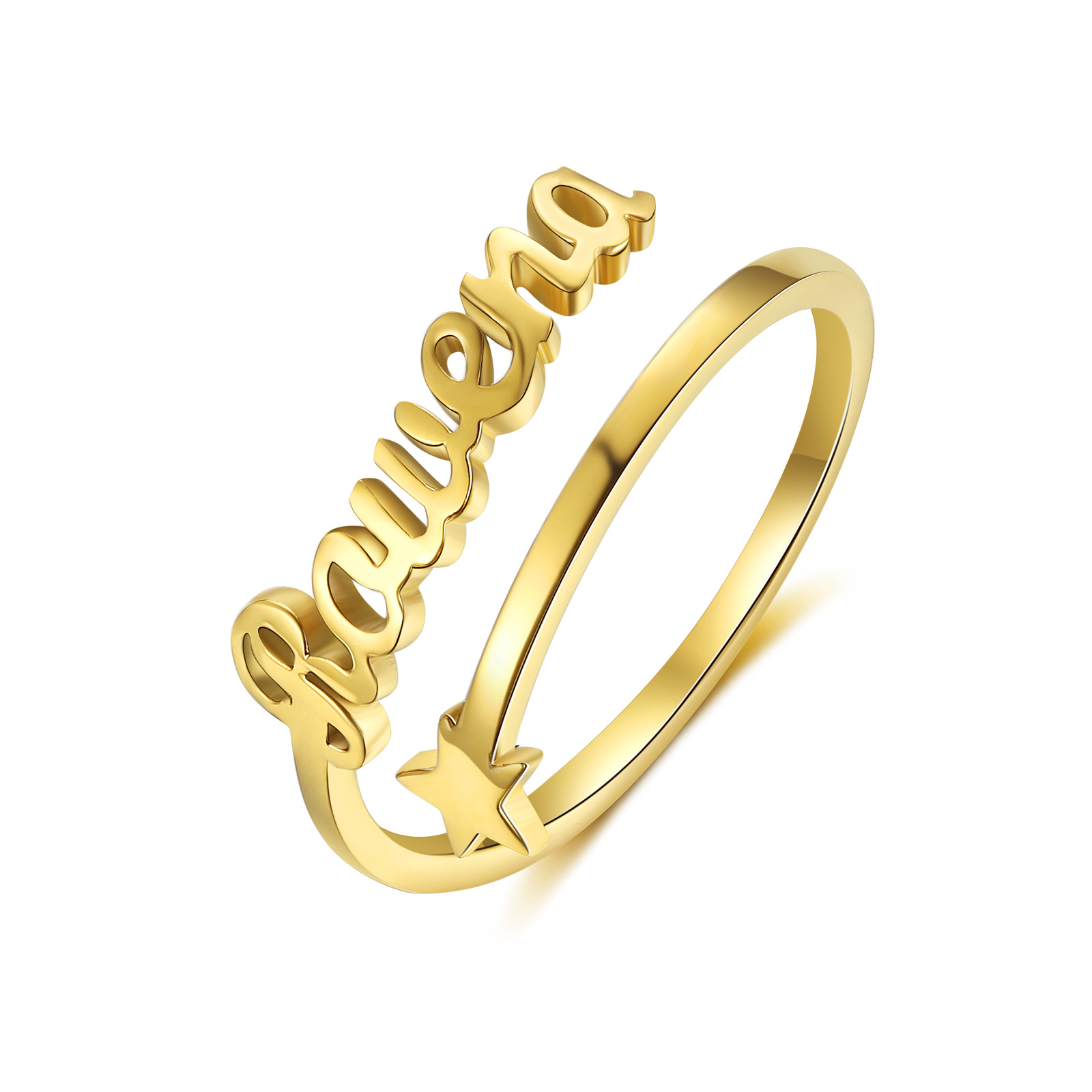 Customised Star Name Ring Classic Adjustable Ring for Her