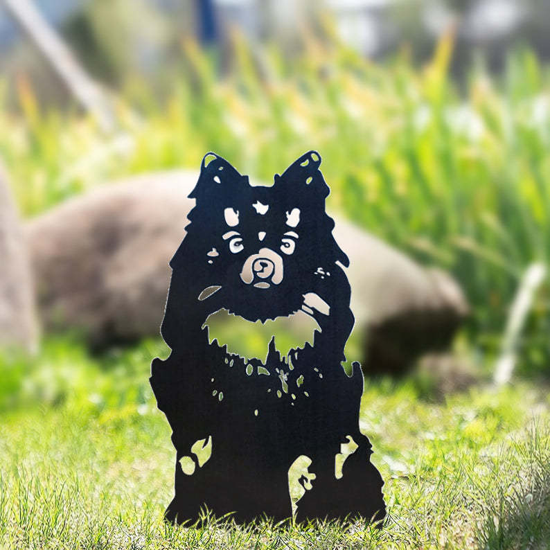 Pomeranian Metal Dog Silhouette Garden Yard Decoration-Jessemade AU