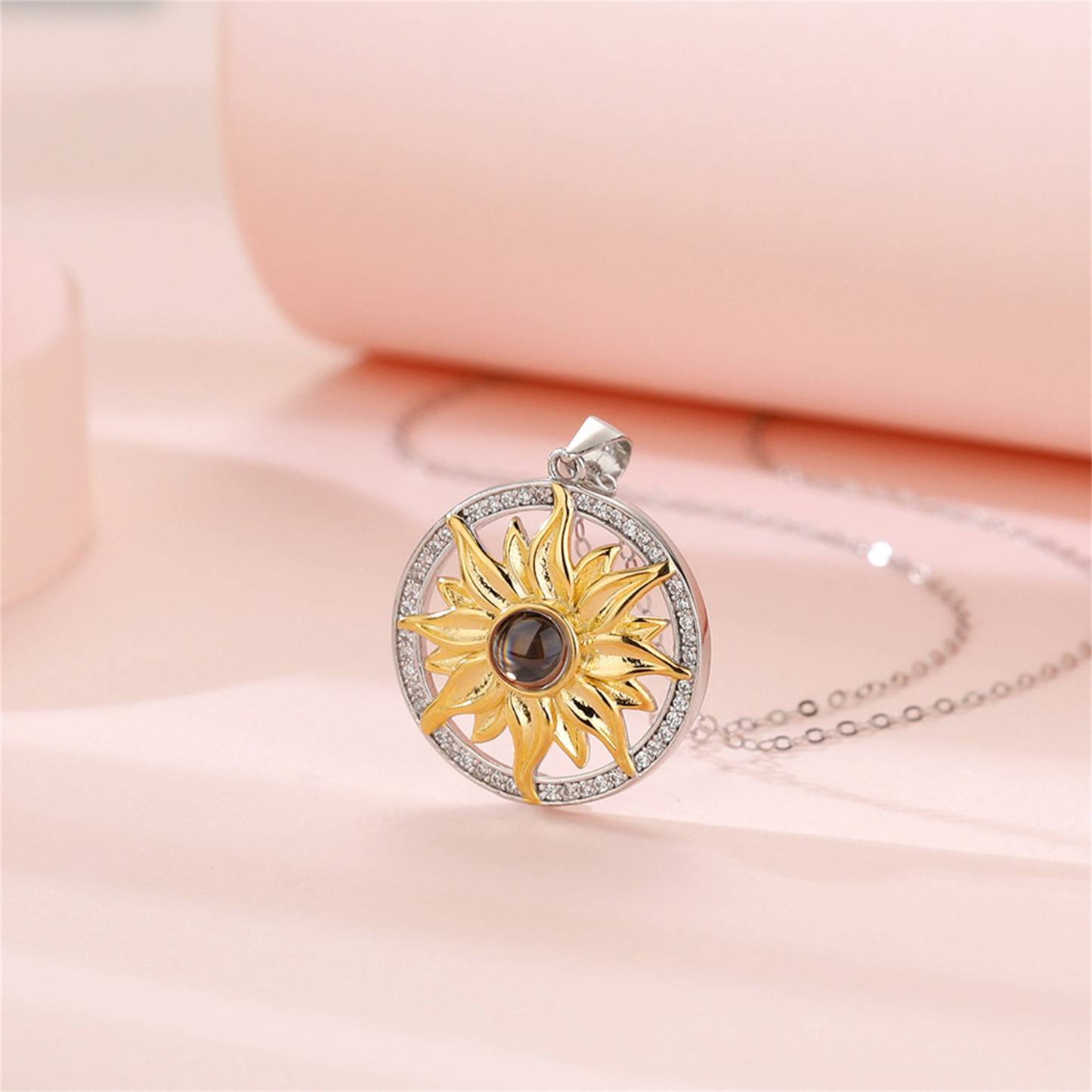 Personalised Sunflower Projection Necklace Custom Photo Necklace Creative Gift for Her-Jessemade AU
