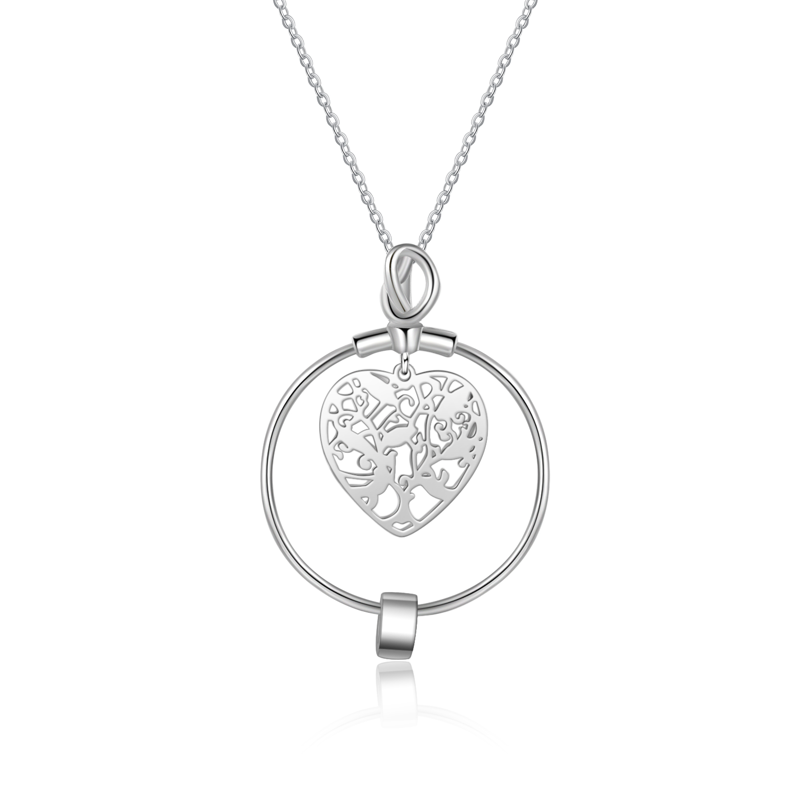 Customised Family Tree Necklace with 1 Bead Engraved 1 Name Heart Necklace Gifts For Her-Jessemade AU