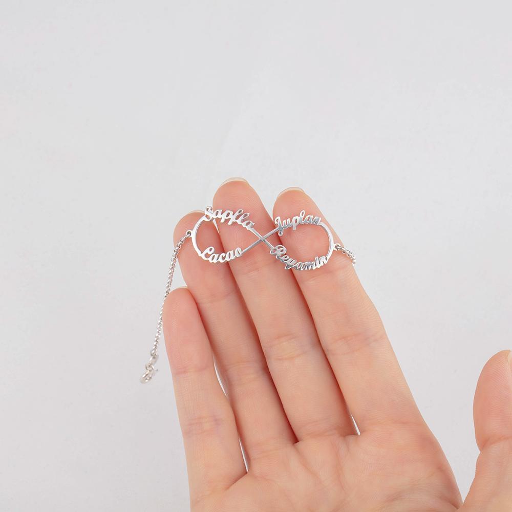 925 Sterling Silver Personalised Infinity Name Bracelets Name Bracelet-Jessemade AU