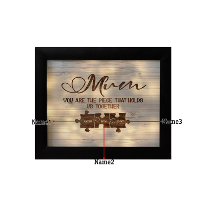 Personalised Mum Puzzle Picture Frame With Light Custom 3 Names Decor Gifts For Mother - You are the piece that holds us together-Jessemade AU
