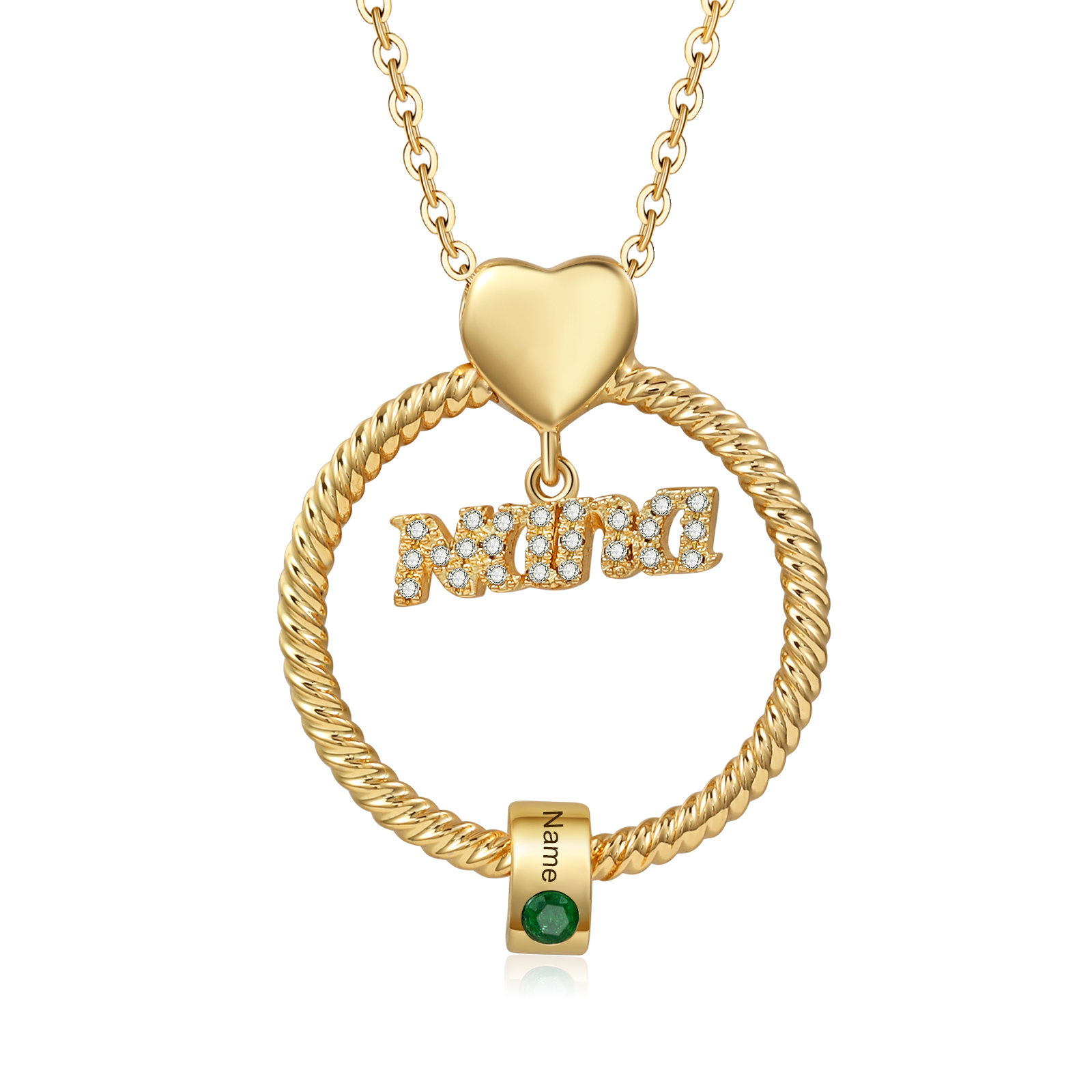 1 Name - Personalised Nana Necklace Custom Names & Birthstones Circle Pendant Necklace Gift for Grandma Nana-Jessemade AU