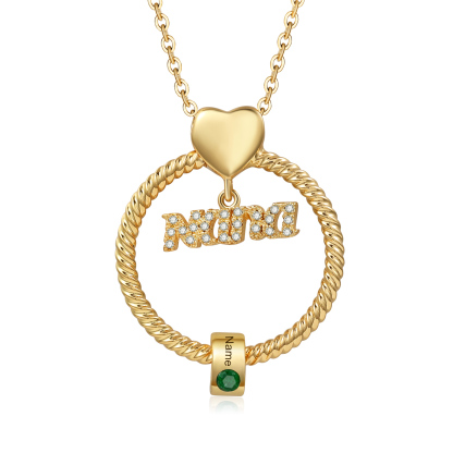 1 Name - Personalised Nana Necklace Custom Names & Birthstones Circle Pendant Necklace Gift for Grandma Nana-Jessemade AU
