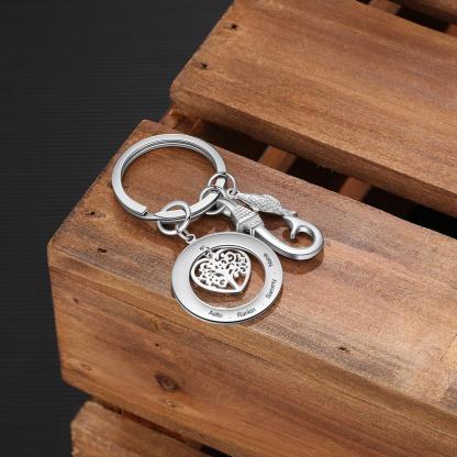 Personalised Family Tree Keychain Engraved 4 Names Gifts For Mother-Jessemade AU
