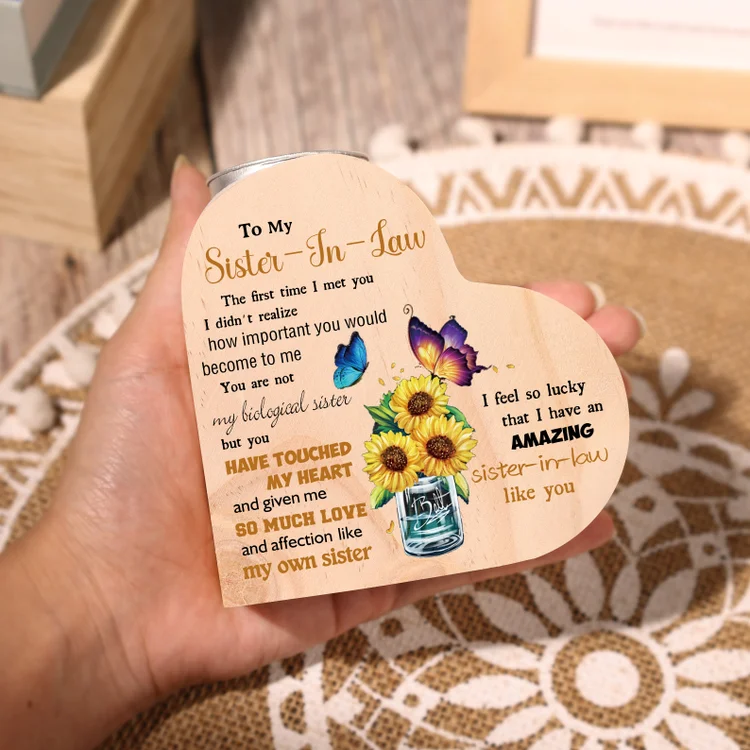 To My Sister-In-Law Heart Candle Holder "I Feel So Lucky That I Have An Amazing Sister-In-Law Like You" Wooden Candlestick-Jessemade AU