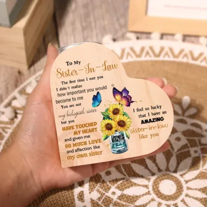 To My Sister-In-Law Heart Candle Holder "I Feel So Lucky That I Have An Amazing Sister-In-Law Like You" Wooden Candlestick-Jessemade AU