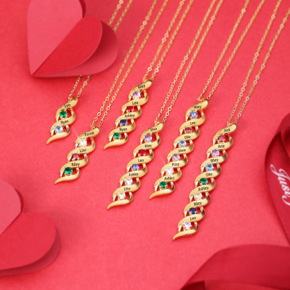 Customised Necklace Cascading Pendant with 3 Birthstones Engraving 3 Names Gifts for Her-Jessemade AU