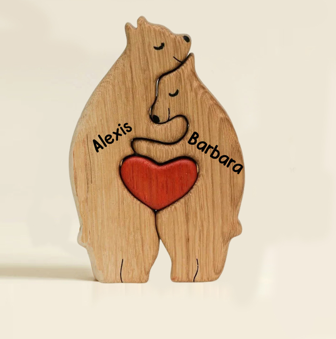 Personalised Wooden Bears Family Puzzle Custom 2 Names Gifts for Family-Jessemade AU