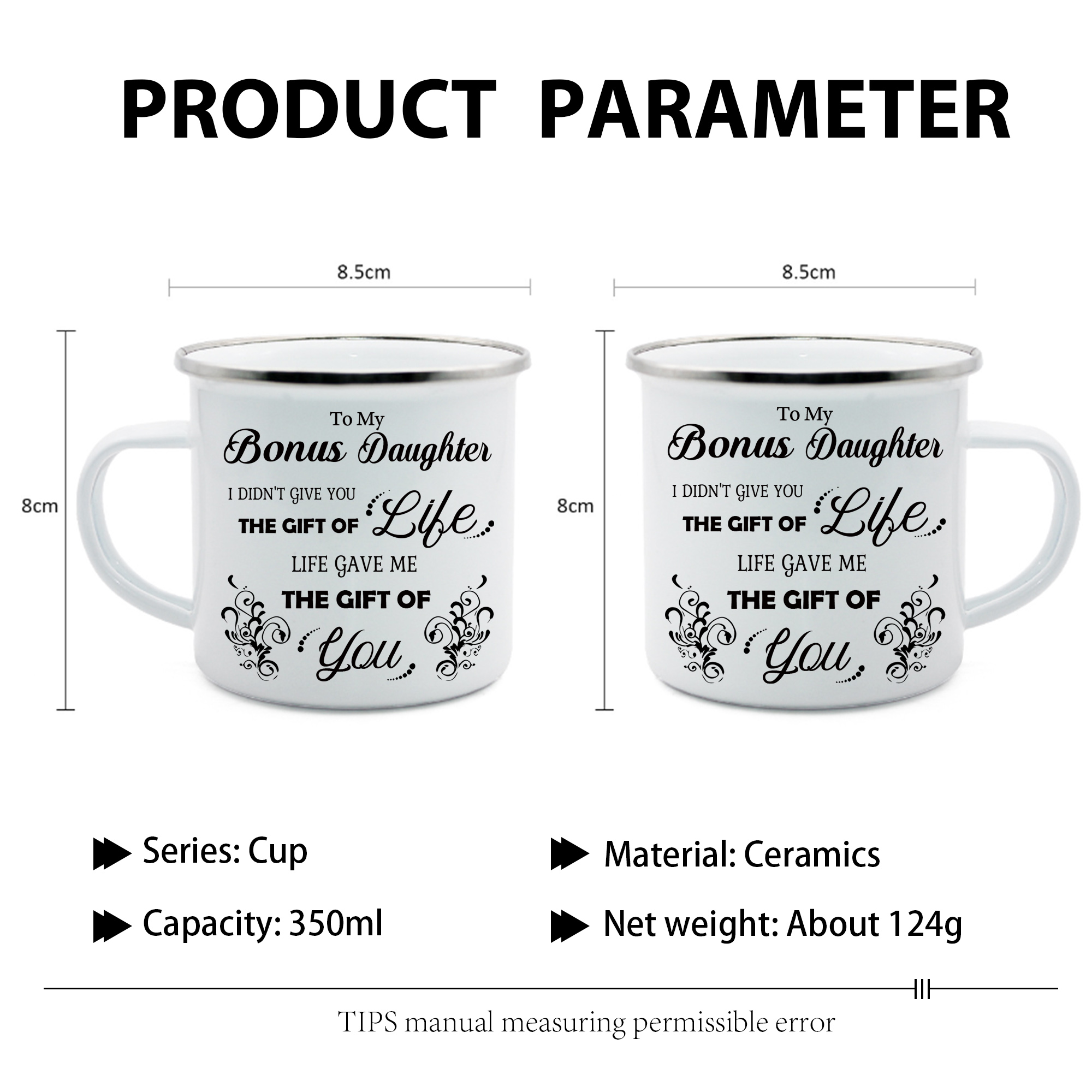 To My Bonus Daughter Mug Enamel Cup Gifts for Daughter - Life Gave Me The Gift Of You-Jessemade AU