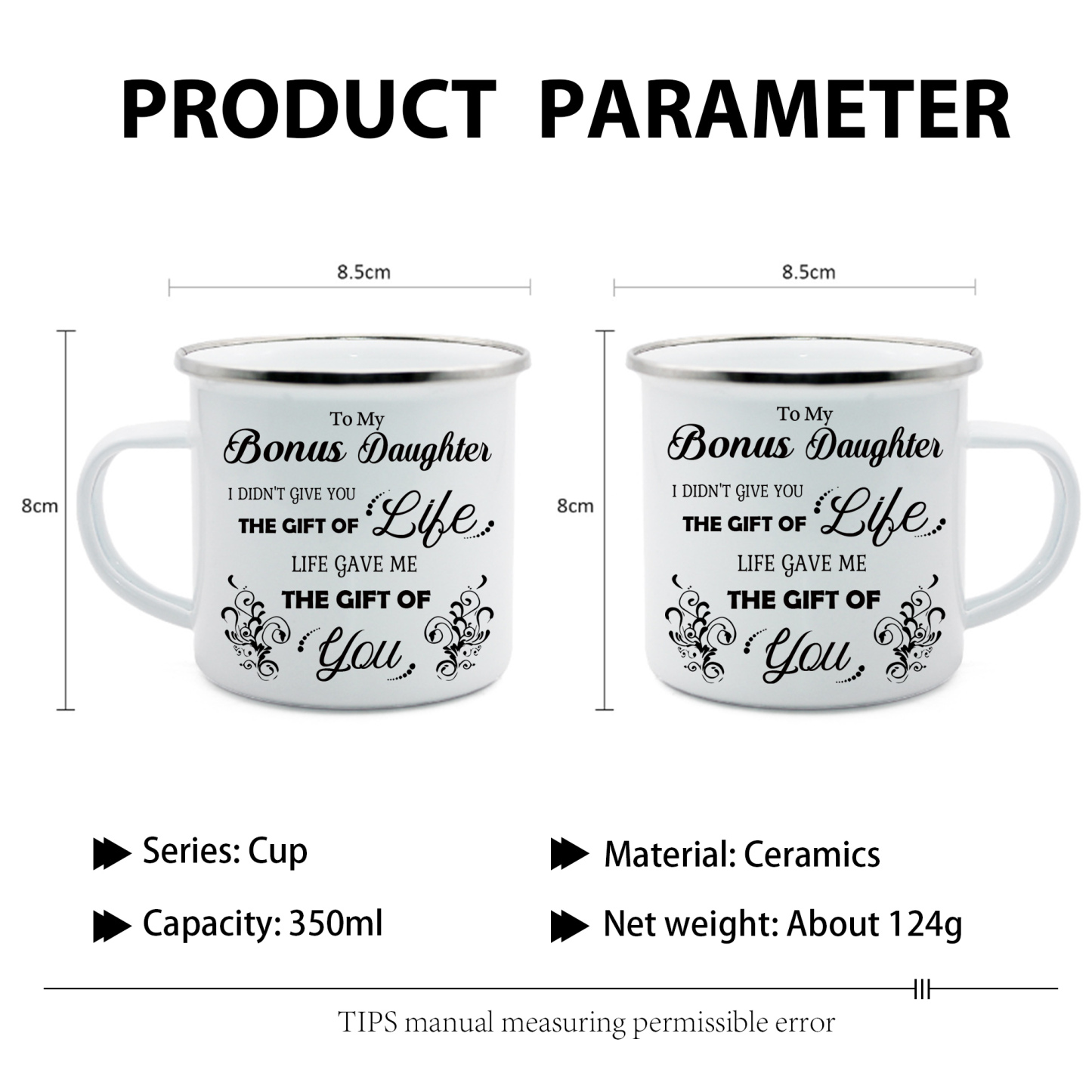 To My Bonus Daughter Mug Enamel Cup Gifts for Daughter - Life Gave Me The Gift Of You-Jessemade AU