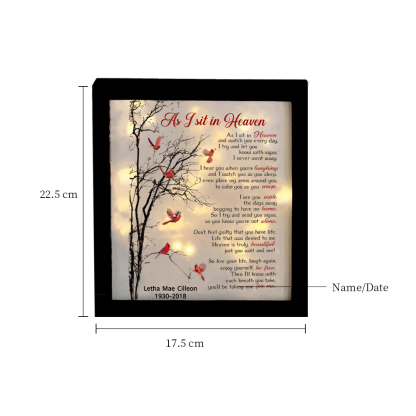 As I Sit In Heaven Cardinals Frame Personalised Lighted Shadow Box Memorial Gifts-Jessemade AU