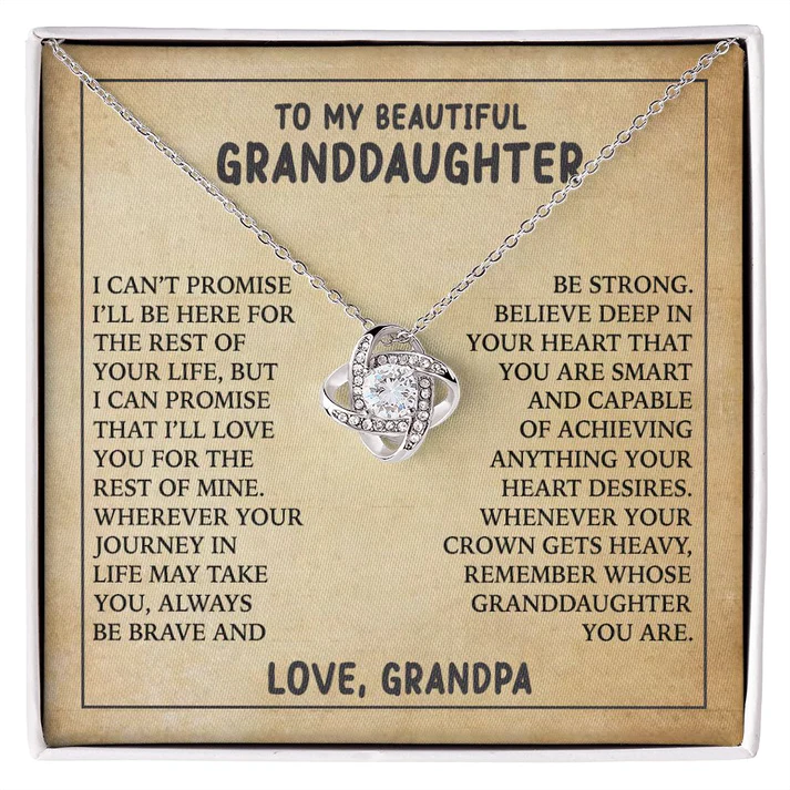 Grandpa to Granddaughter S925 Love Knot Necklace Believe Deep In Your Heart Gifts-Jessemade AU