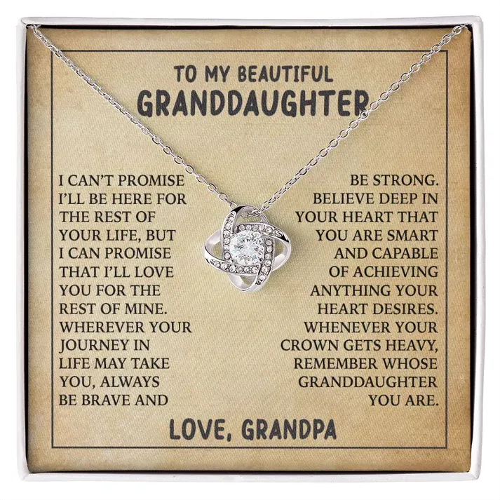 Grandpa to Granddaughter S925 Love Knot Necklace Believe Deep In Your Heart Gifts-Jessemade AU