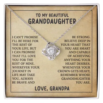 Grandpa to Granddaughter S925 Love Knot Necklace Believe Deep In Your Heart Gifts-Jessemade AU