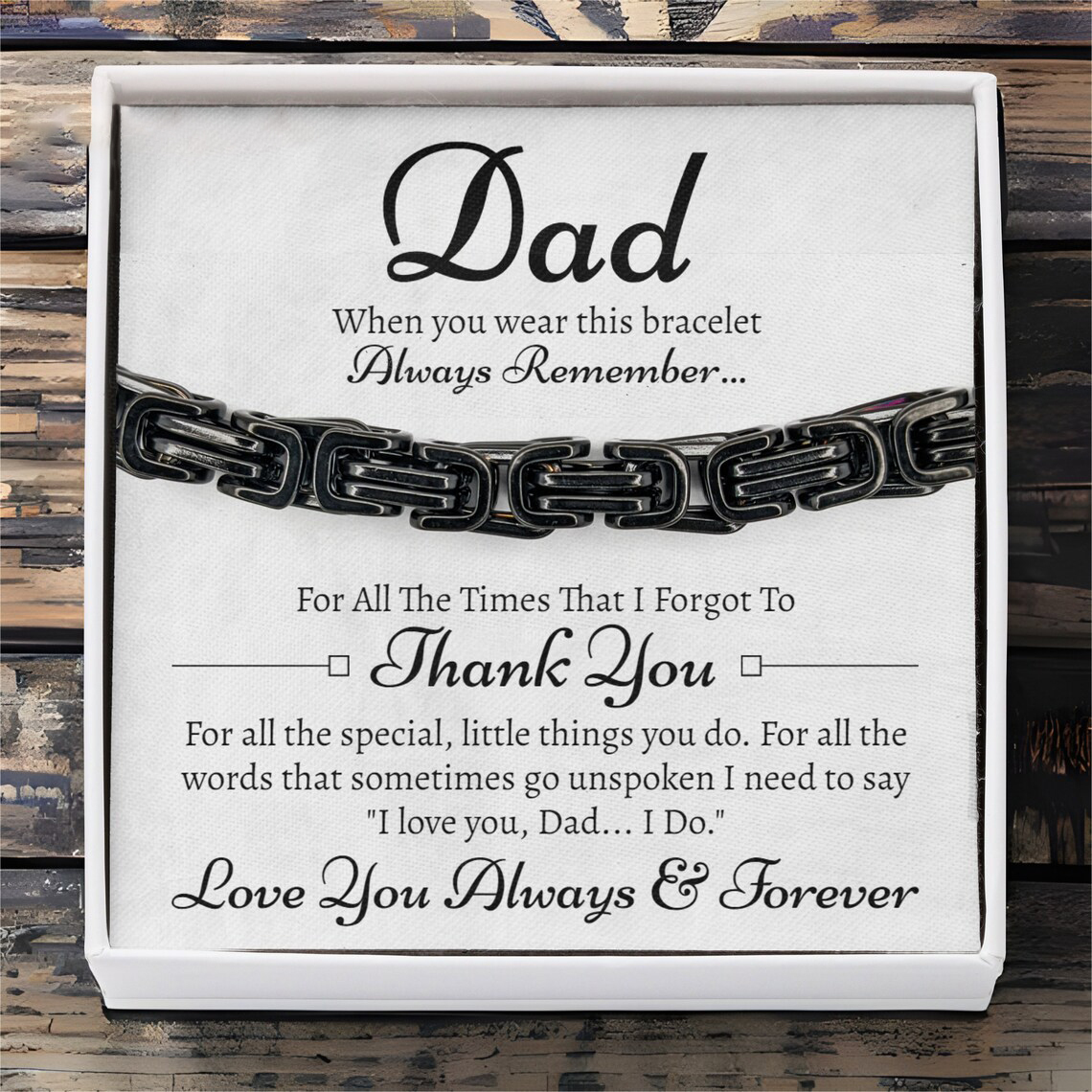 Father's Day Gifts Cuban Link Bracelet Stainless Steel Bracelet I Love You, Dad Sentimental Gift-Jessemade AU