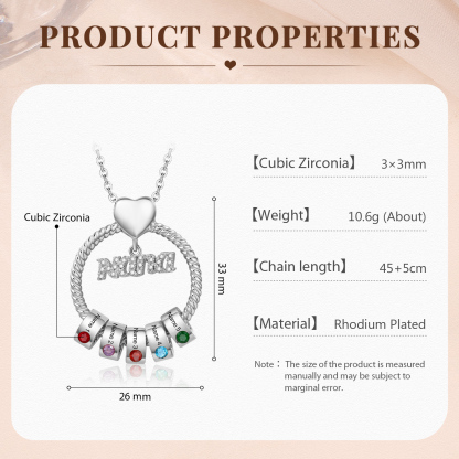 5 Names - Personalised Nana Necklace Custom Names & Birthstones Circle Pendant Necklace Gift for Grandma Nana-Jessemade AU