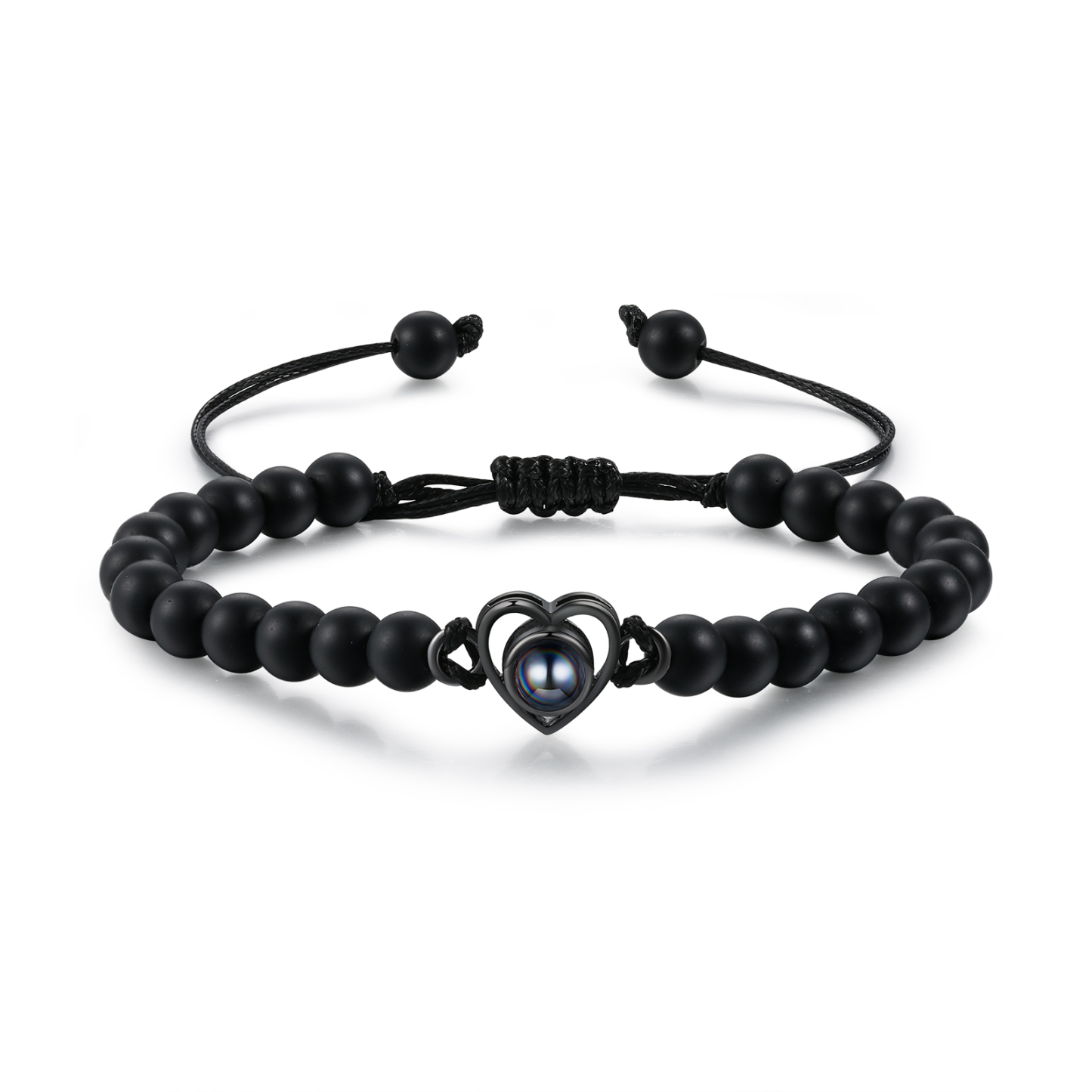 Personalised Projection Beaded Bracelet Customised Photo Bracelet Black Adjustable Bracelet Personalised Gift for Couples-Jessemade AU