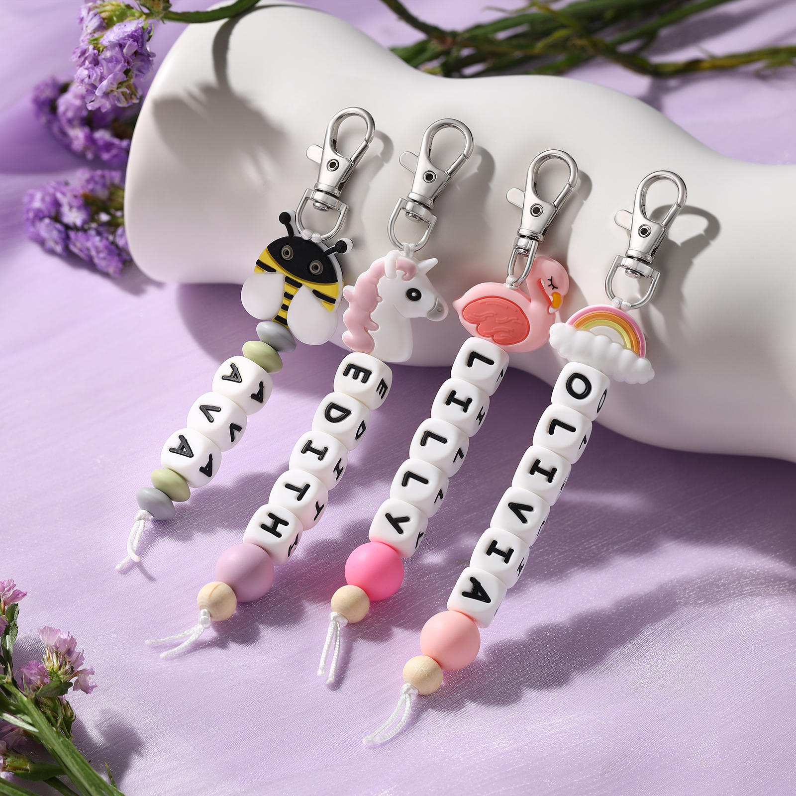 Personalised Name Keychain Custom Name Bee Keychain for kids-Jessemade AU