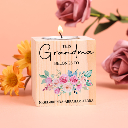 4 Names - Personalised Wooden Candle Holder Engraved Name Candlestick Grandparents Day Gift for Grandma-Jessemade AU