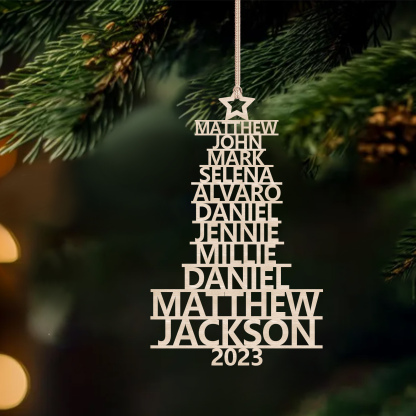 11 Names - Personalised Christmas Tree Ornaments Customised Name Xmas Wooden Decor Gifts for Family Friends-Jessemade AU