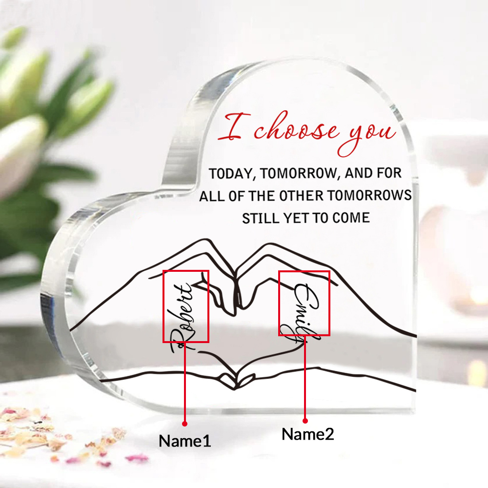 Personalised Couple Acrylic Heart Keepsake Custom 2 Names Ornament Valentine's Day Gift for Wife/Husband-Jessemade AU