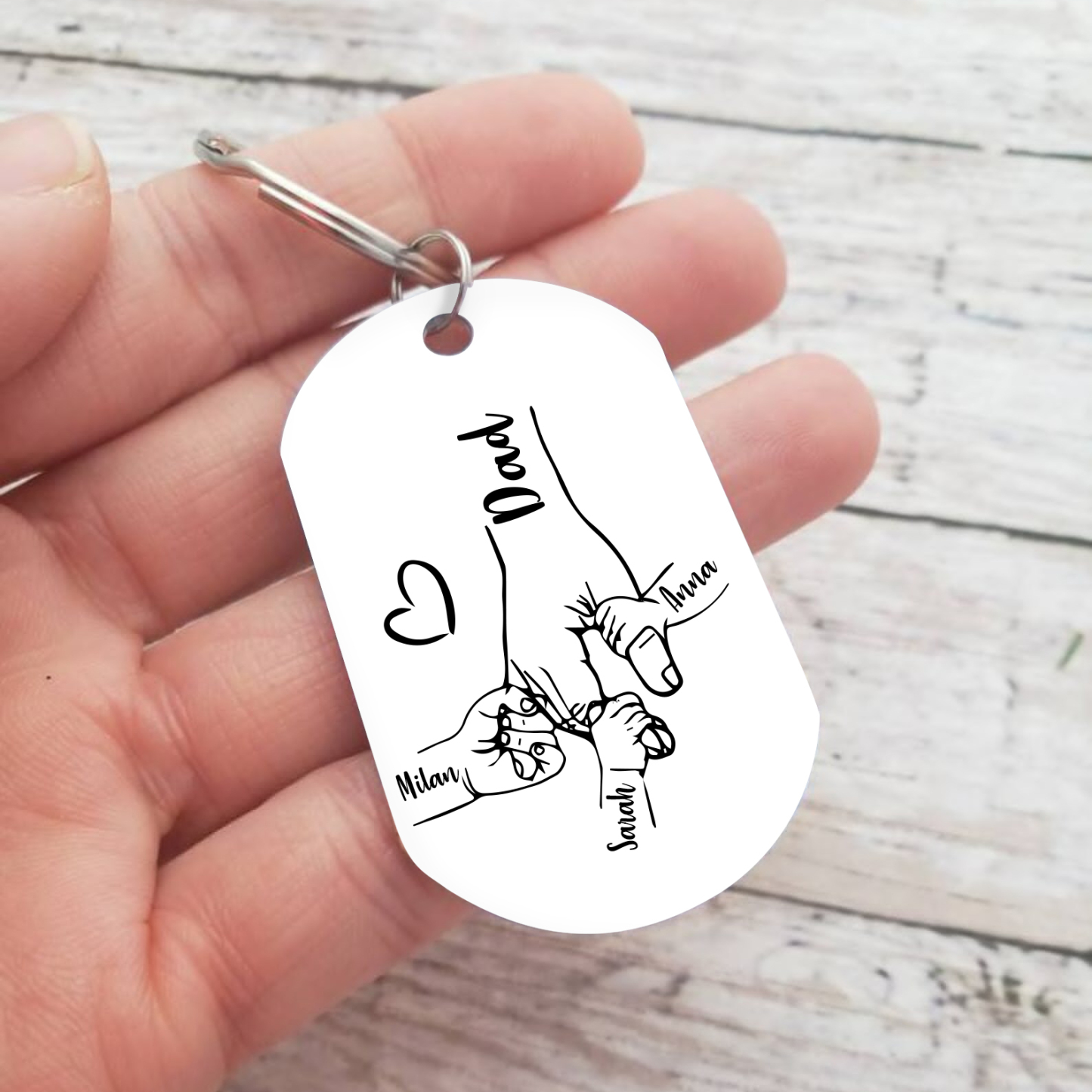 3 Names - Personalised Name Keychain Holding Hands Keychain Father's Day Gifts For Dad-Jessemade AU