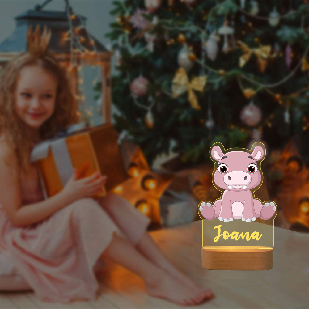 Custom Pink Cow Night Light with Name LED Lamp Gifts For Kids-Jessemade AU