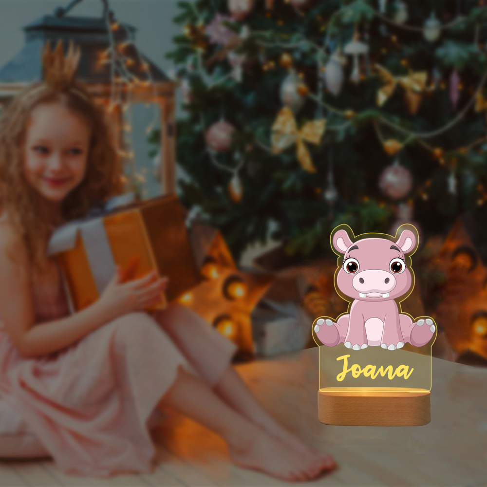 Custom Pink Cow Night Light with Name LED Lamp Gifts For Kids-Jessemade AU