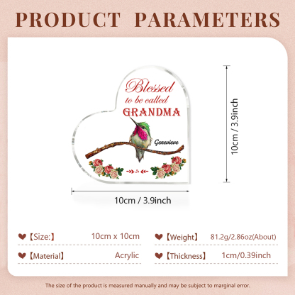 Acrylic Heart Keepsake Custom 2 Names Birds Decor Personalised Gifts for Grandma Mum-Jessemade AU