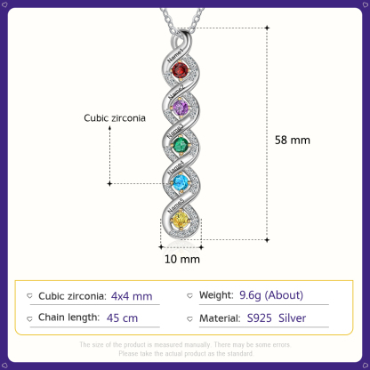 Personalised DNA Necklace With 5 Birthstones Engraved Names Gift For Women-Jessemade AU