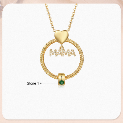 1 Name - Personalised Mama Circle Pendant Necklace Custom Name & Birthstone Necklace Mother's Day Gifts-Jessemade AU