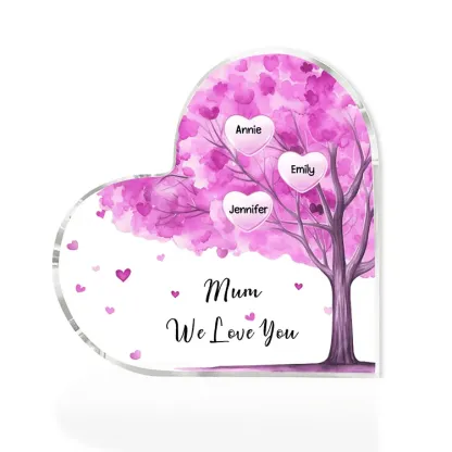 3 Names - Personalised Acrylic Heart Keepsake Custom Text Purple Tree Ornaments Gifts for Grandma/Mother-Jessemade AU