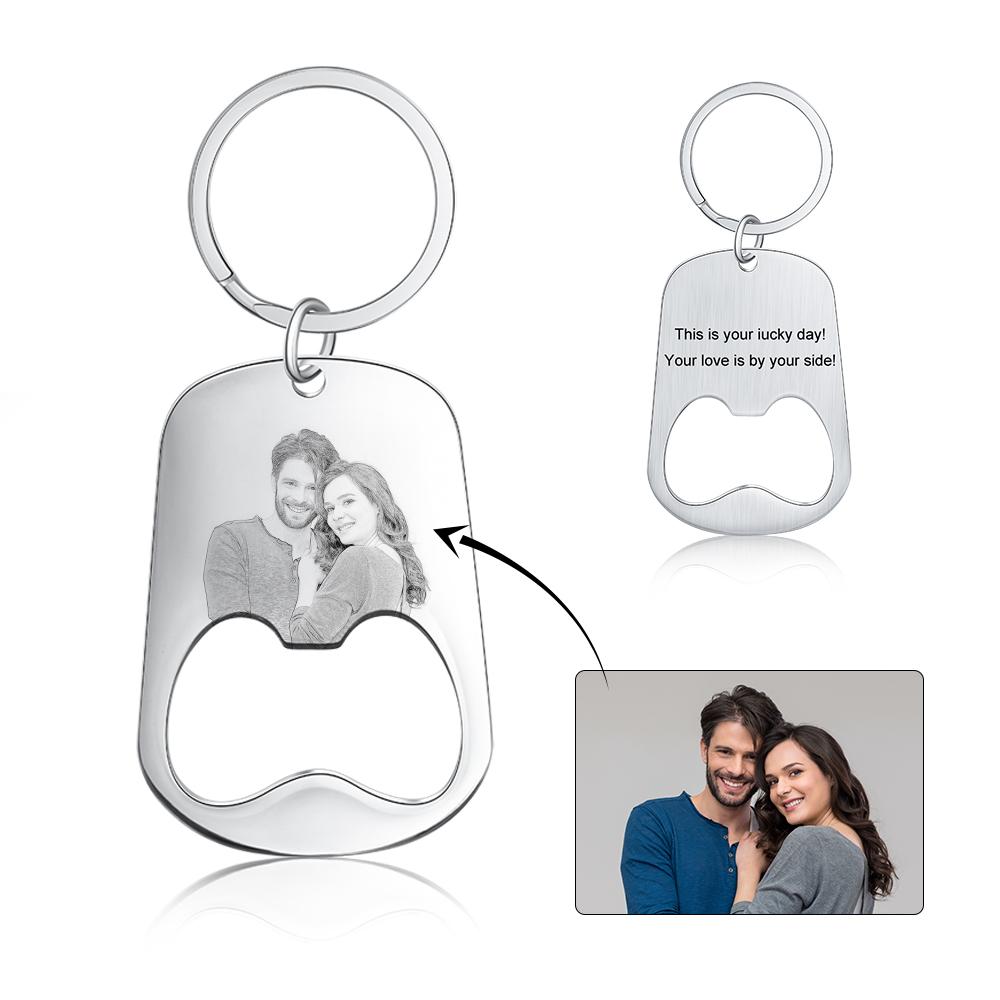 Custom Photo Keychain Personalised Bottle Opener Photo Engraved Gift for Father-Jessemade AU