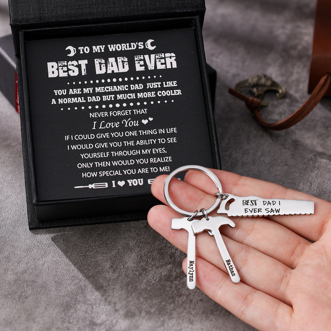 Father's Day Gifts Tool Keychain Personalised 3 Names Stainless Steel Keyring For Him-Jessemade AU