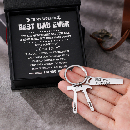 Father's Day Gifts Tool Keychain Personalised 1 Name Stainless Steel Keyring For Him-Jessemade AU