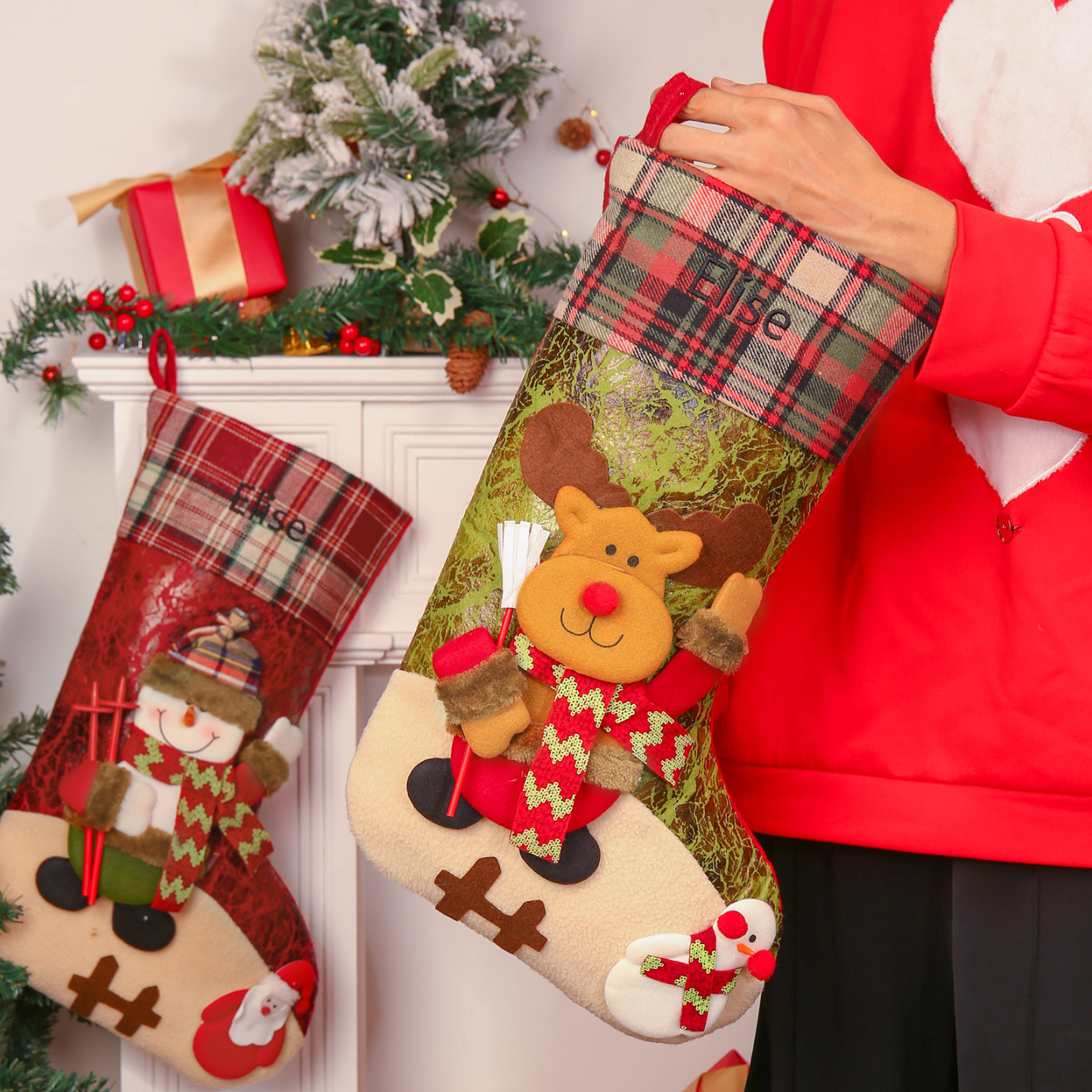 Personalised Christmas Stockings Ornaments Custom 1 Name Christmas Socks Gift for Family Friends-Jessemade AU