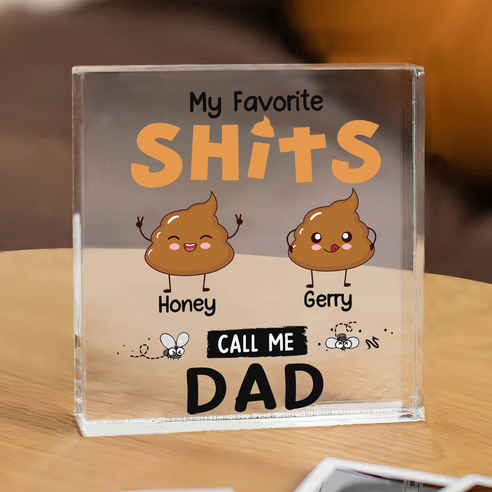 2 Names - Personalised Acrylic Square Keepsake Funny Rectangle Plaque Father's Day Creative Gift for Dad-Jessemade AU